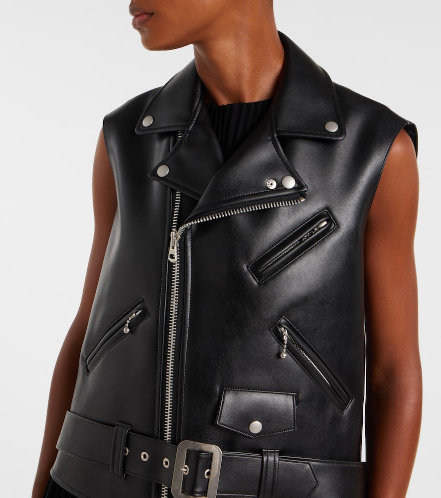 Faux leather and jersey maxi dress