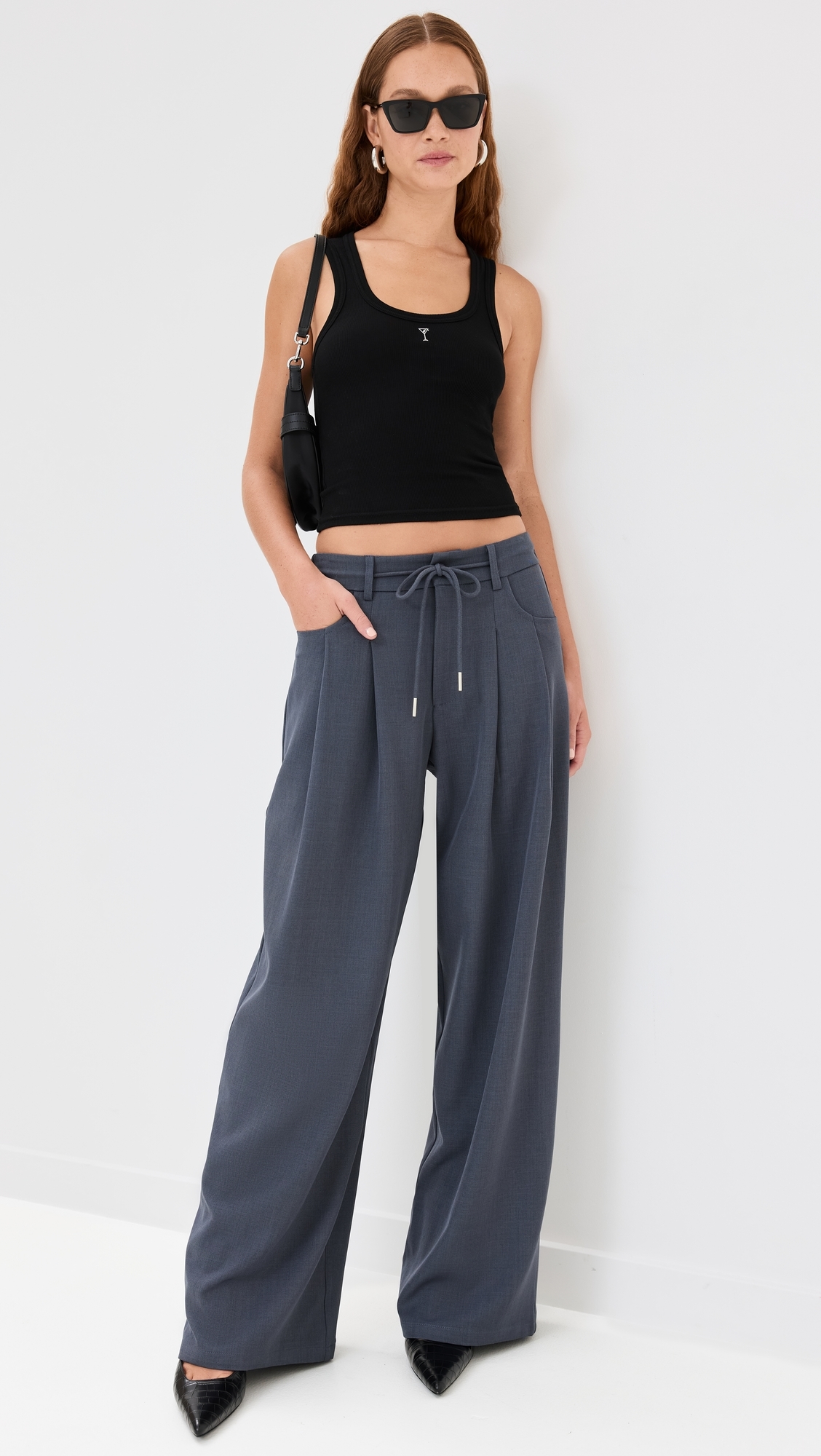 Slouch Tie Up Pants Slate