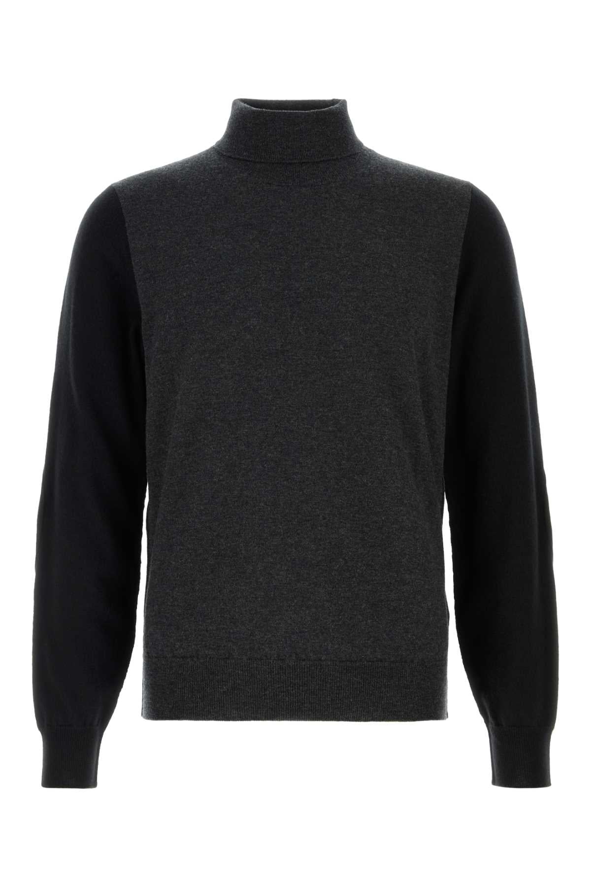 Two-Tone Wool Sweater — Gray