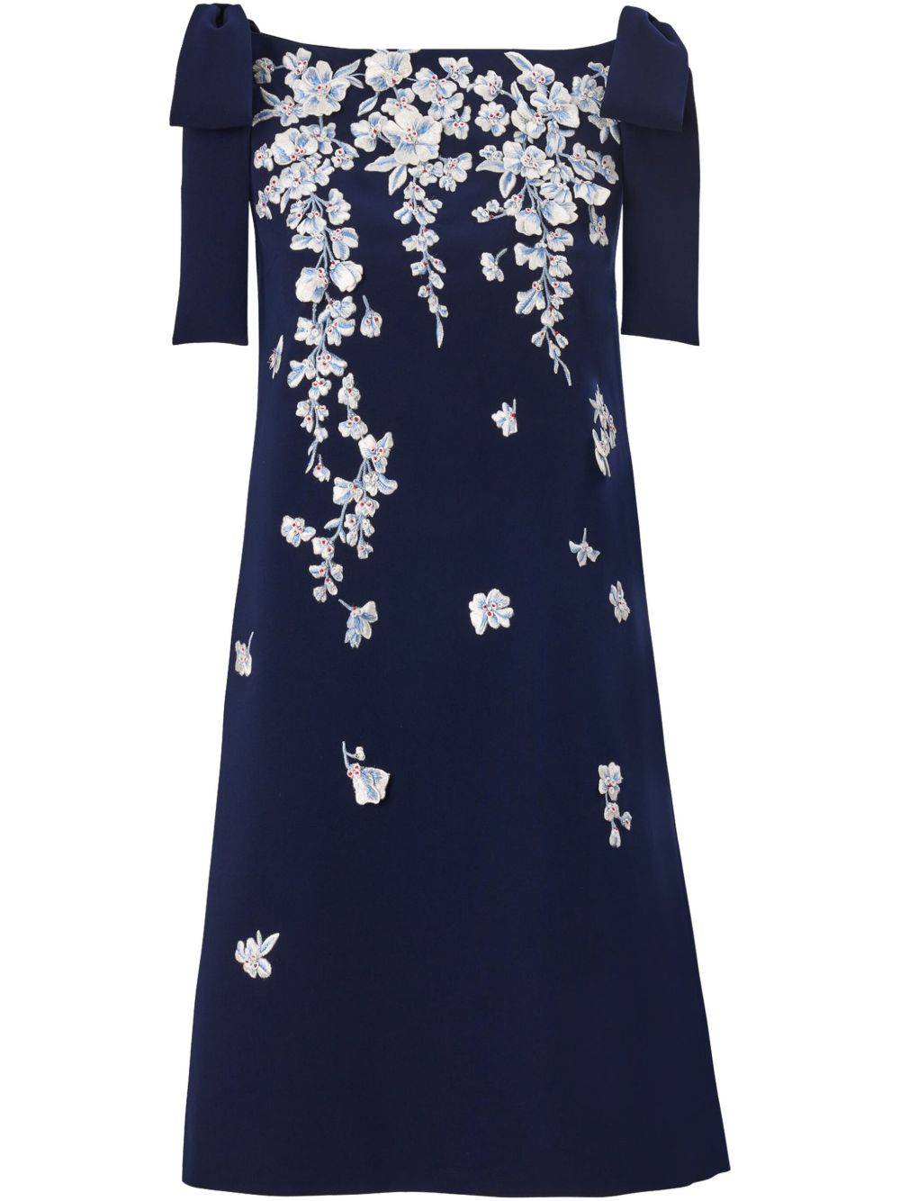 Carolina Herrera floral embroidered shift dress - Blue