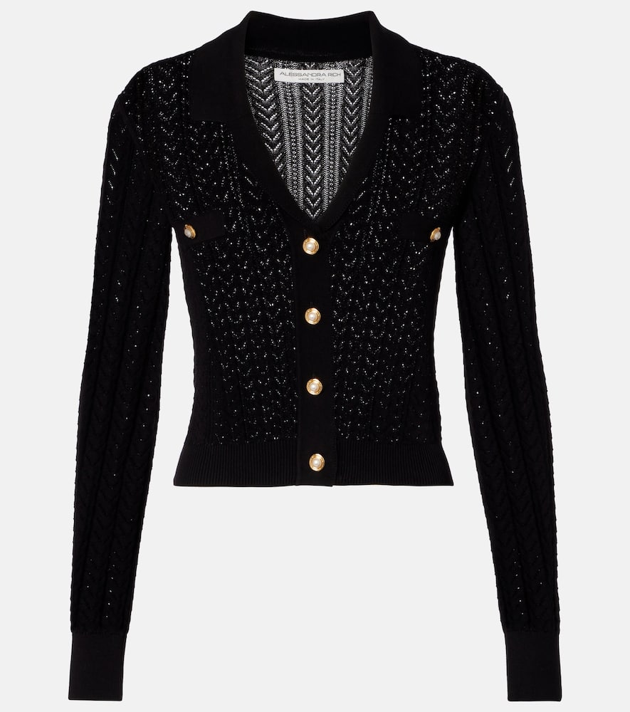 Pointelle cotton and cashmere cardigan