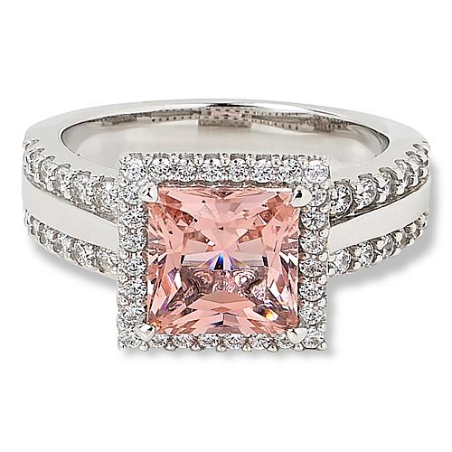 ™ 5.25ctw Colorful Square Halo Ring - Morganite Color