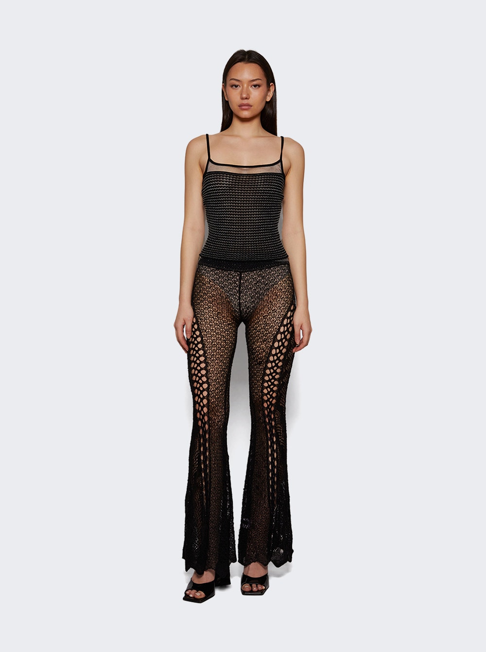 Crochet flared trousers - Black