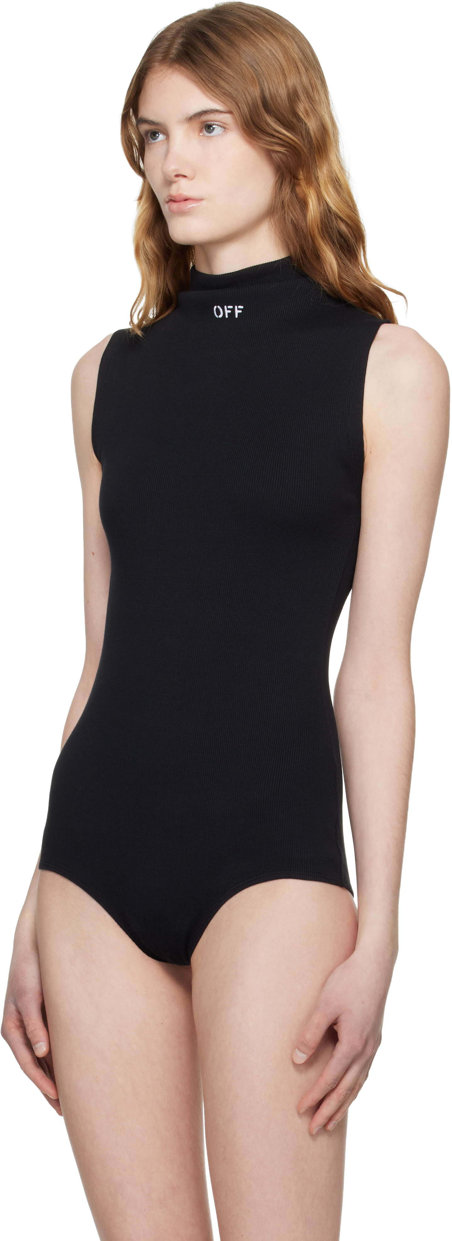 Black 'OFF' Stamp Rib Bodysuit