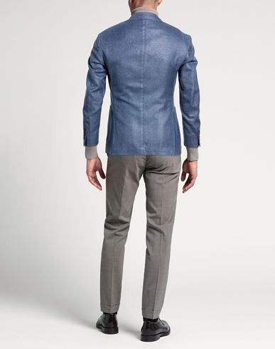 Man Blazer Slate blue Size 32 Silk, Cotton