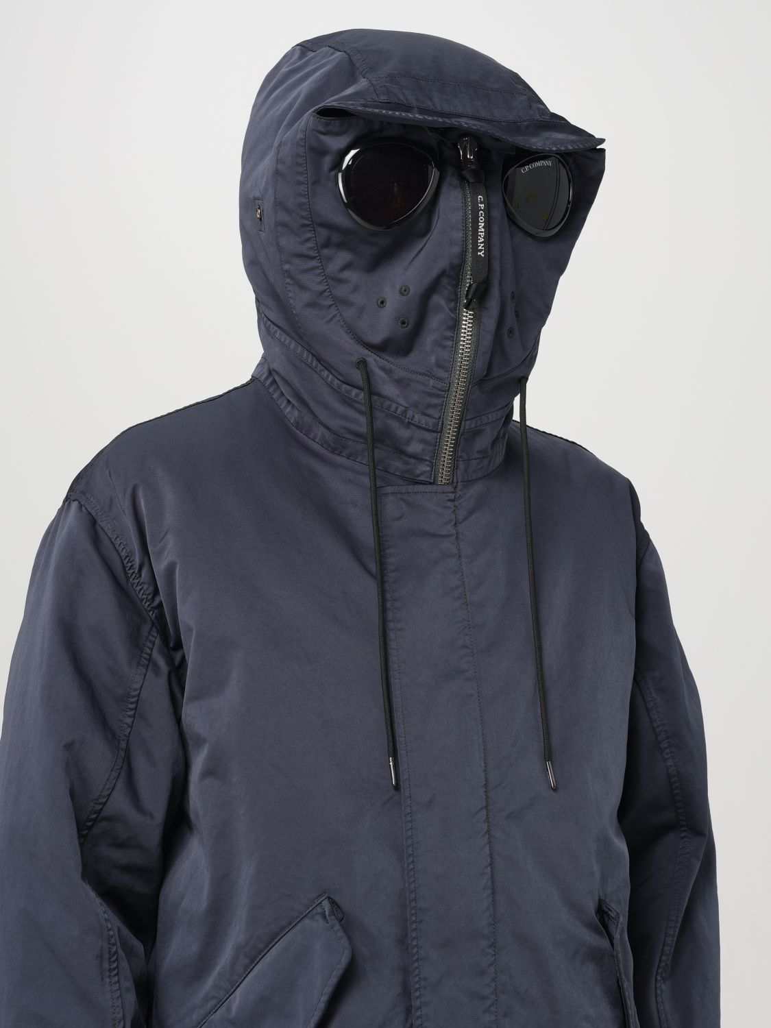 Goggles-detail padded coat - Black