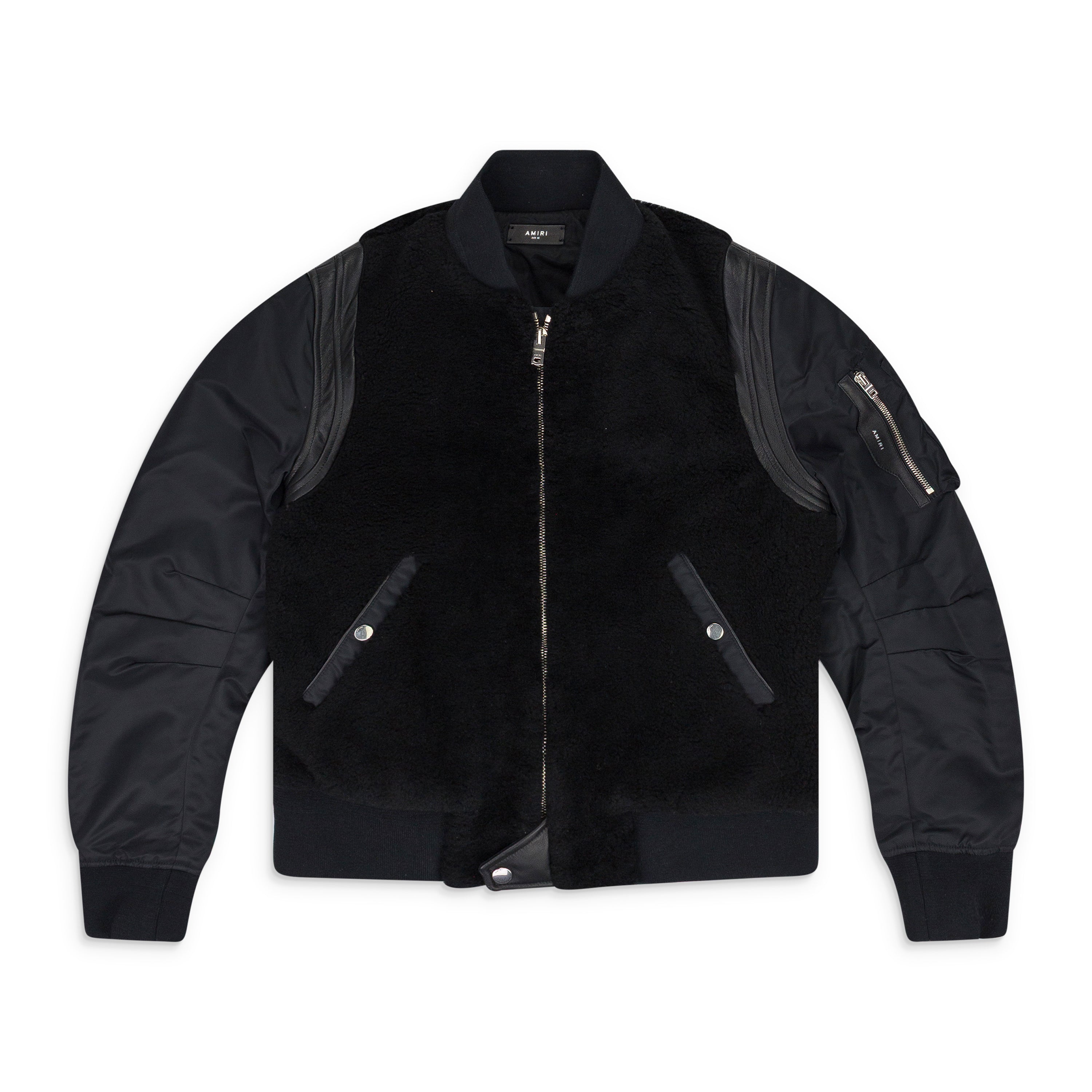 Black Shearling Bomber Jacket