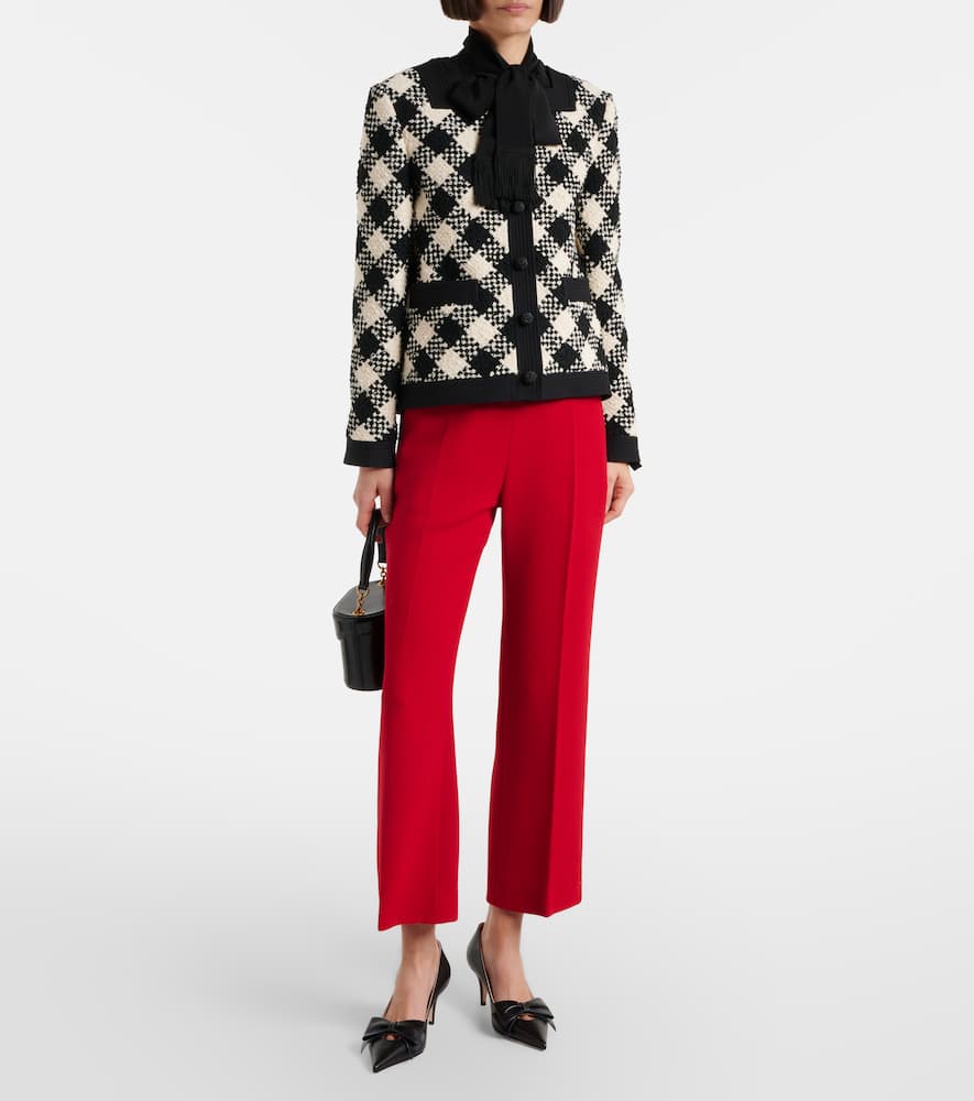 VLogo cropped virgin wool crêpe flared pants