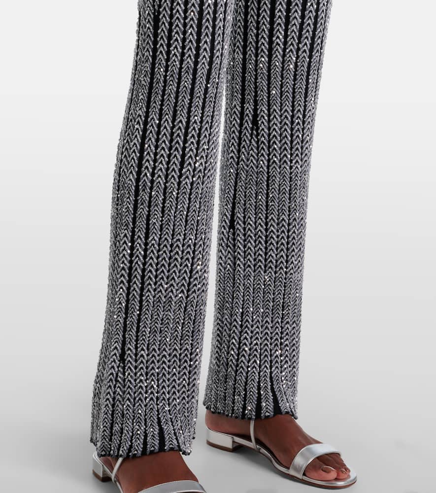 Chevron lamé flared pants