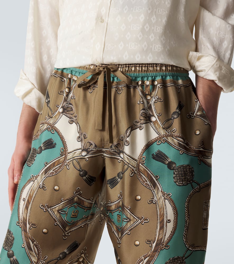 Printed silk twill shorts