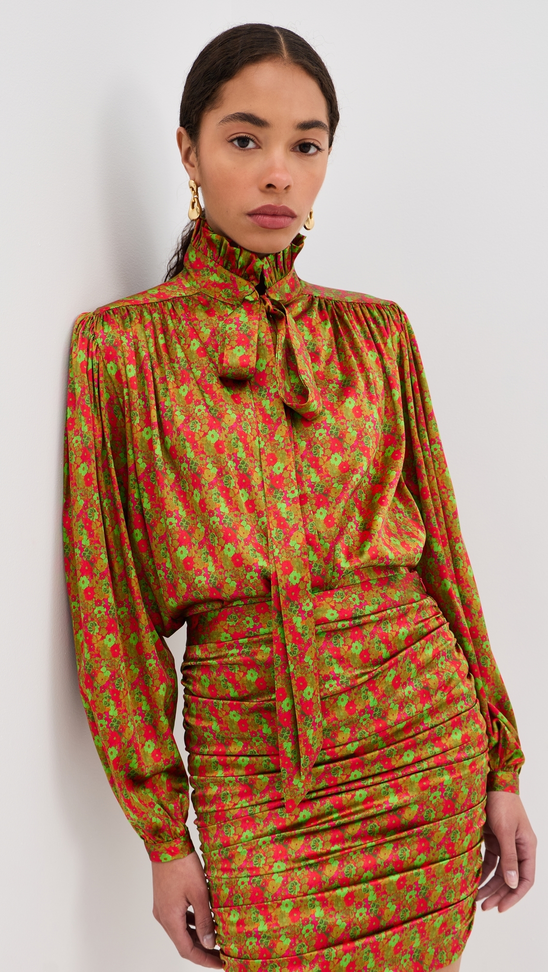 Maria Silk Blouse Floral Red