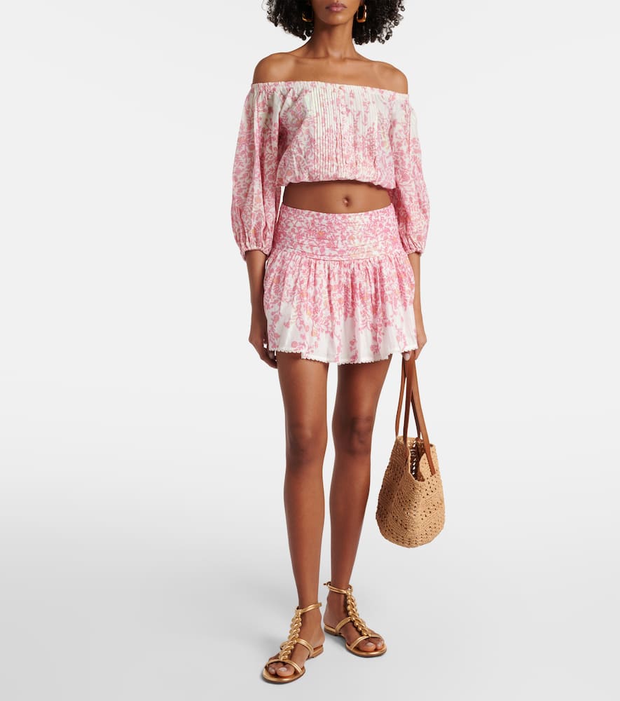 Poupette St Barth Bova floral cotton-blend crop top