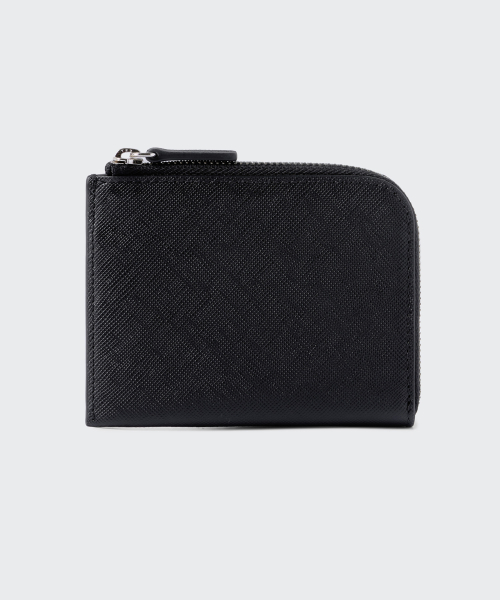 Saffiano Leather Half Zip Card Holder