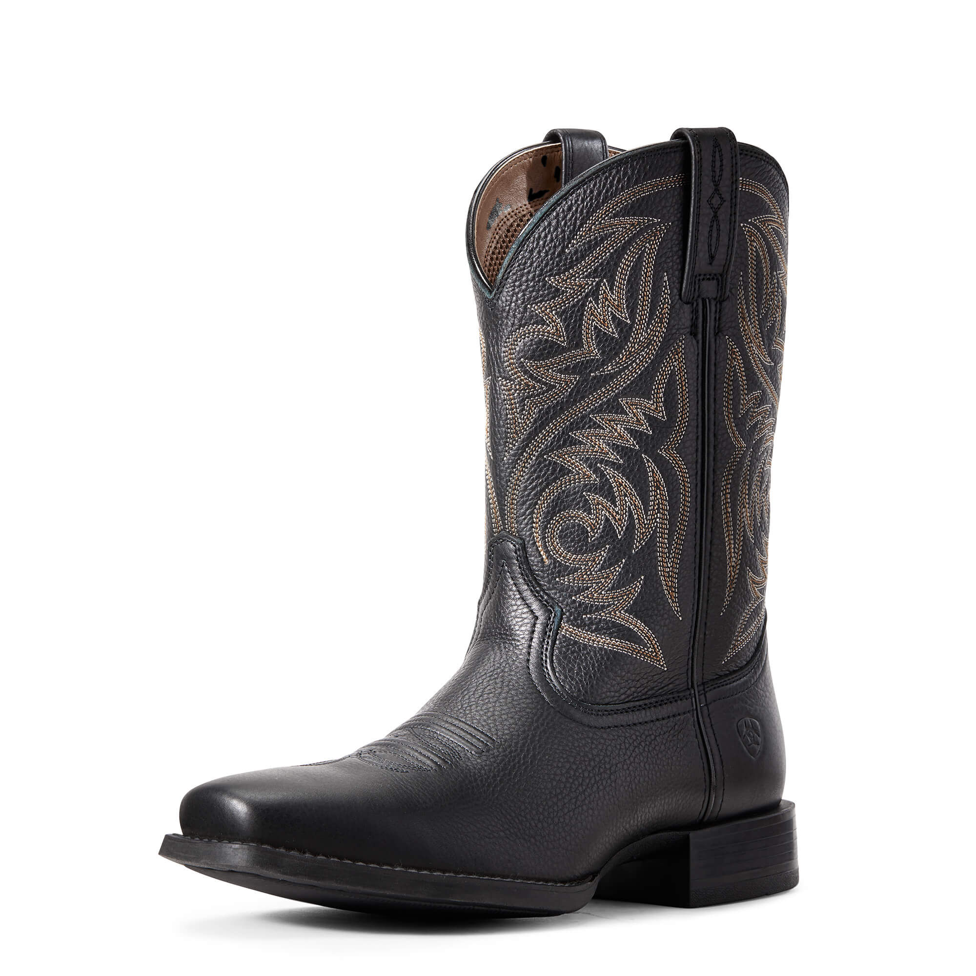 Men's Sport Herdsman Western Boots in Black Deertan Leather, D Medium Width