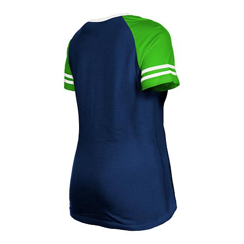 Women's College Navy Seattle Seahawks Raglan Lace-Up T-Shirt