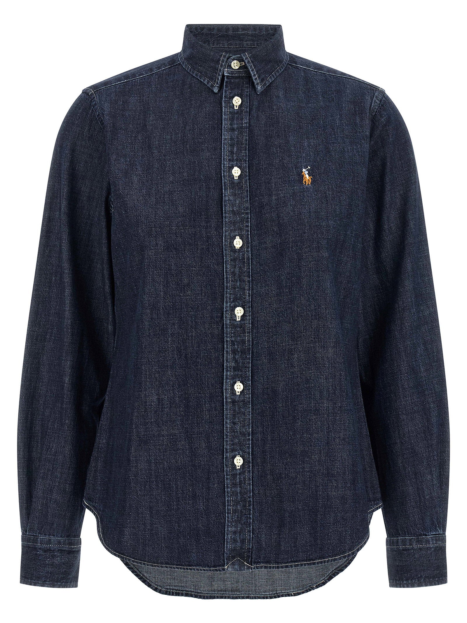 Cotton Denim Shirt — Navy