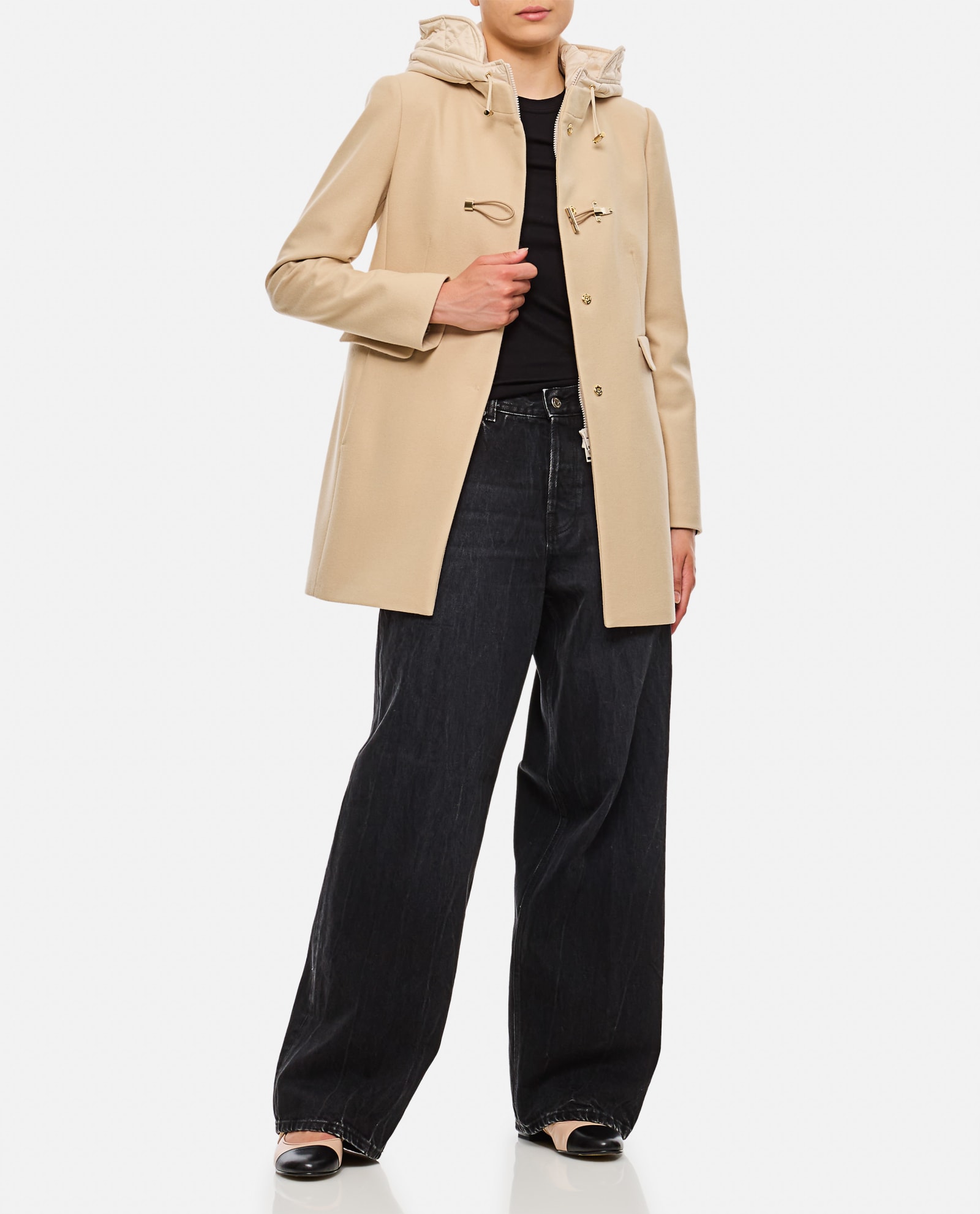 Front Nylon Toggle Double Breasted Coat