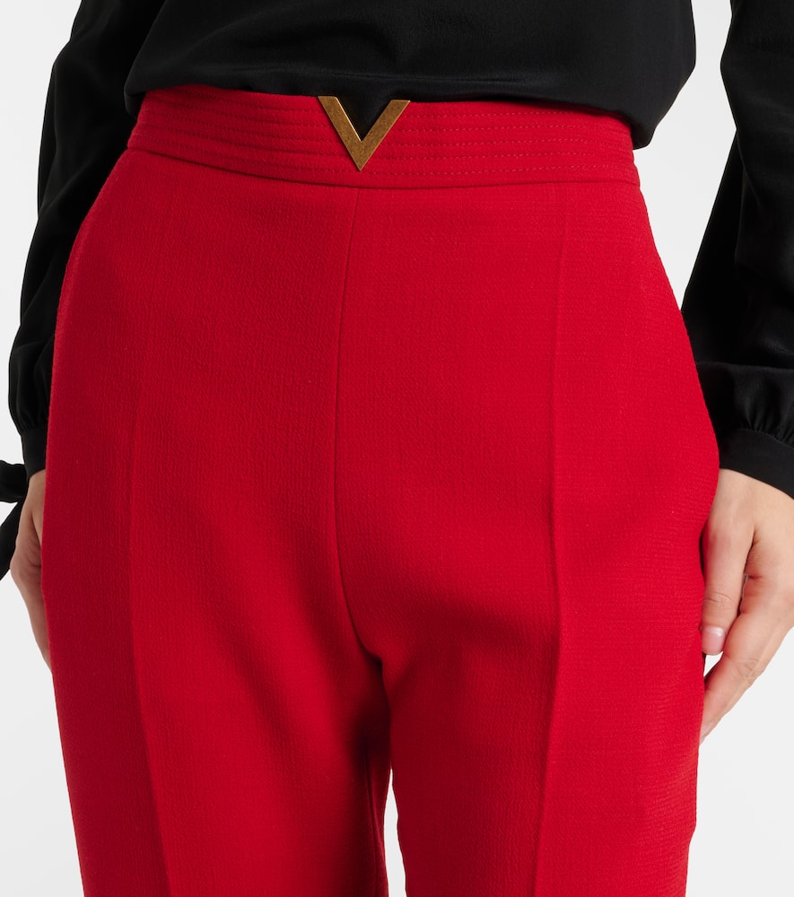 VLogo cropped virgin wool crêpe flared pants