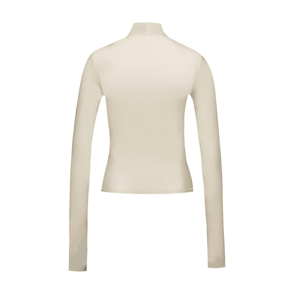 Nylon High-Neck T-Shirt — Beige