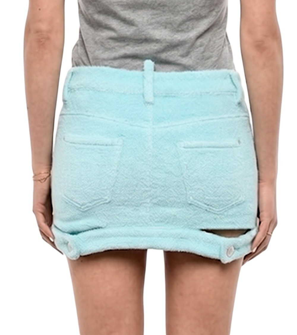 Sky Blue Solid Mini Skirt