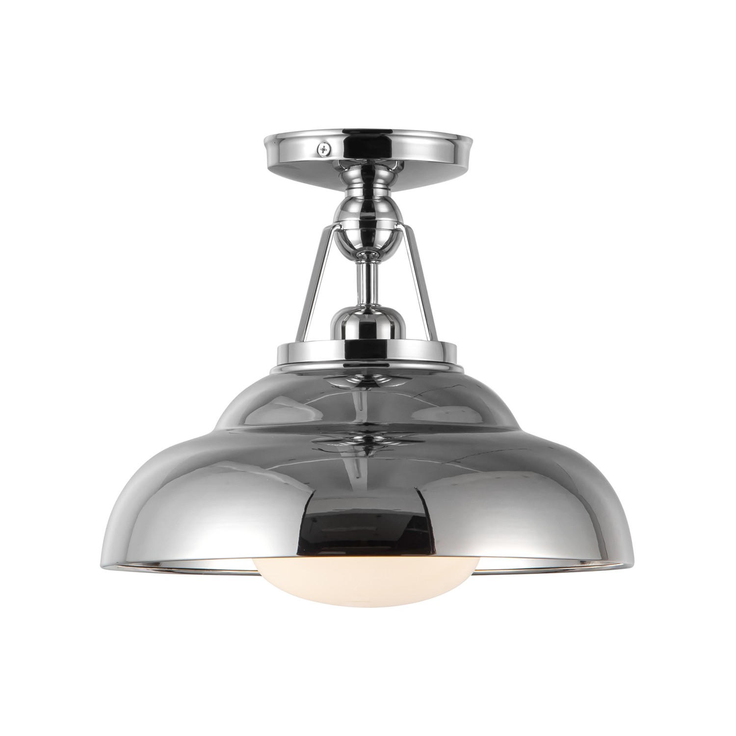 Palmetto 1-Light Semi-Flush Mount in Polished Nickel with Glossy Opa