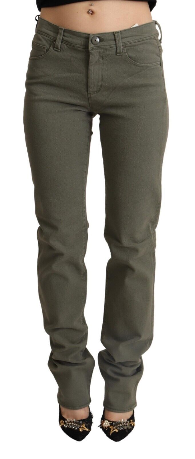 Low Waist Skinny Cotton Jeans — Gray