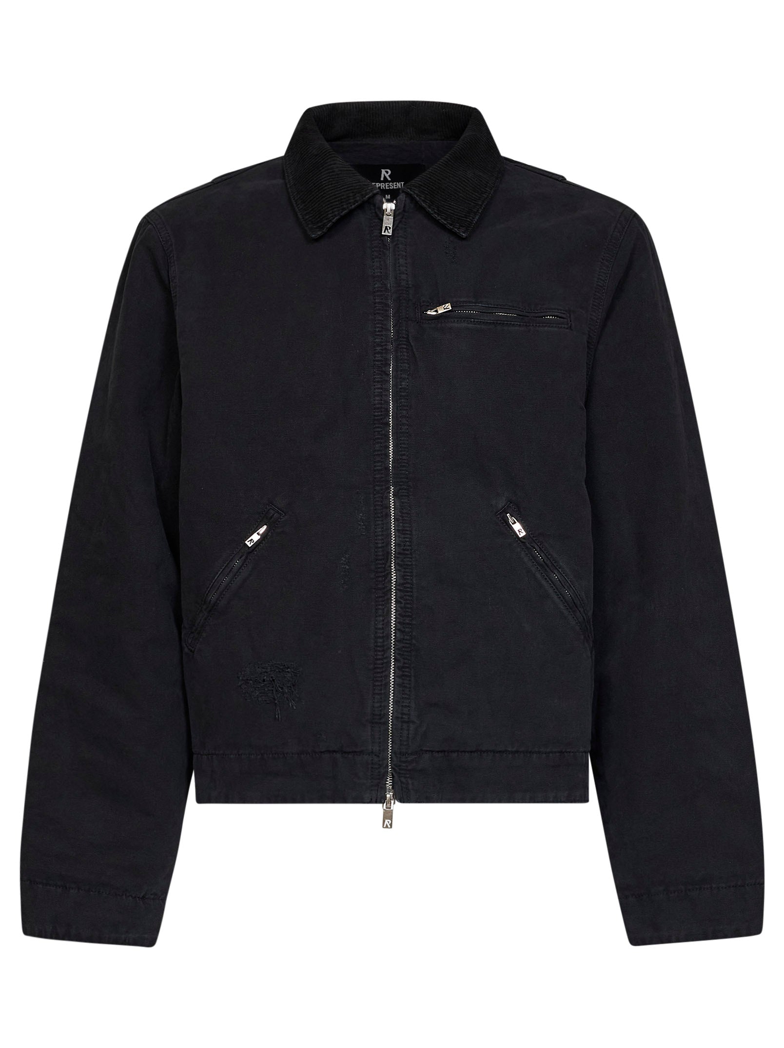Cotton Denim Bomber Jacket — Black