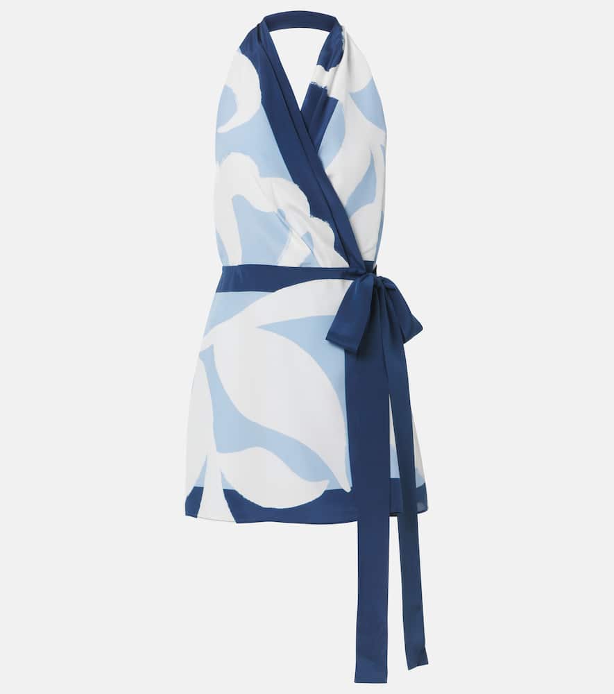 Portia printed silk satin wrap dress
