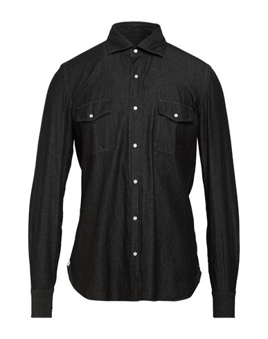 Man Denim shirt Charcoal Size L Cotton