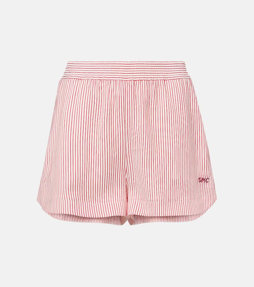 Pinstriped silk shorts