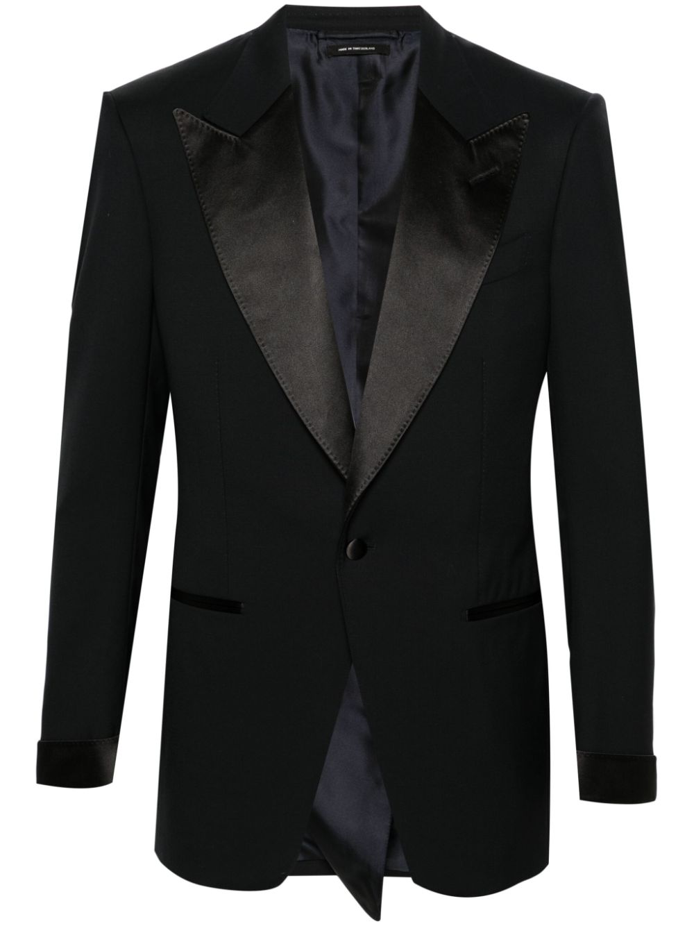 Stitching-details wool blazer - Blue