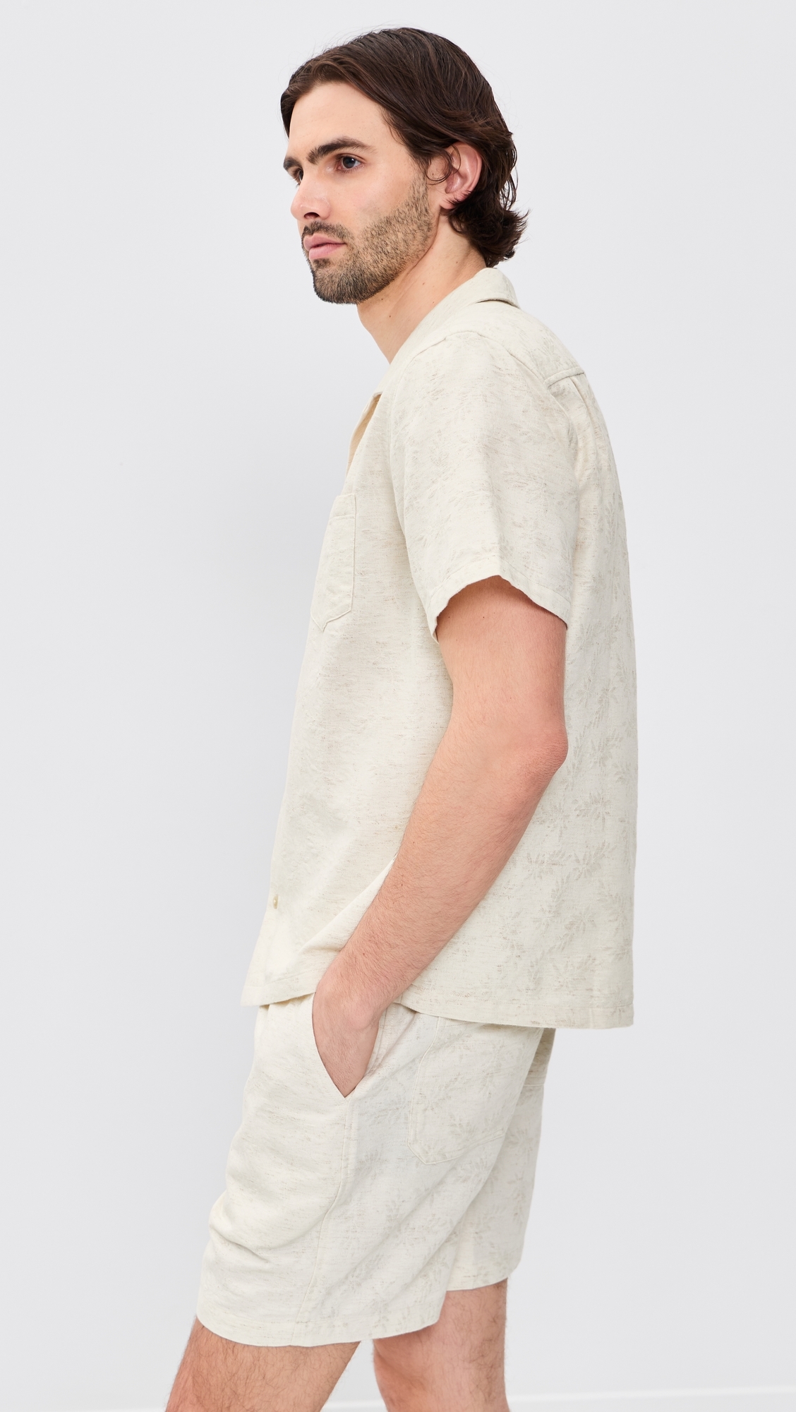 Jacquard Resort Shirt Natural/Tan