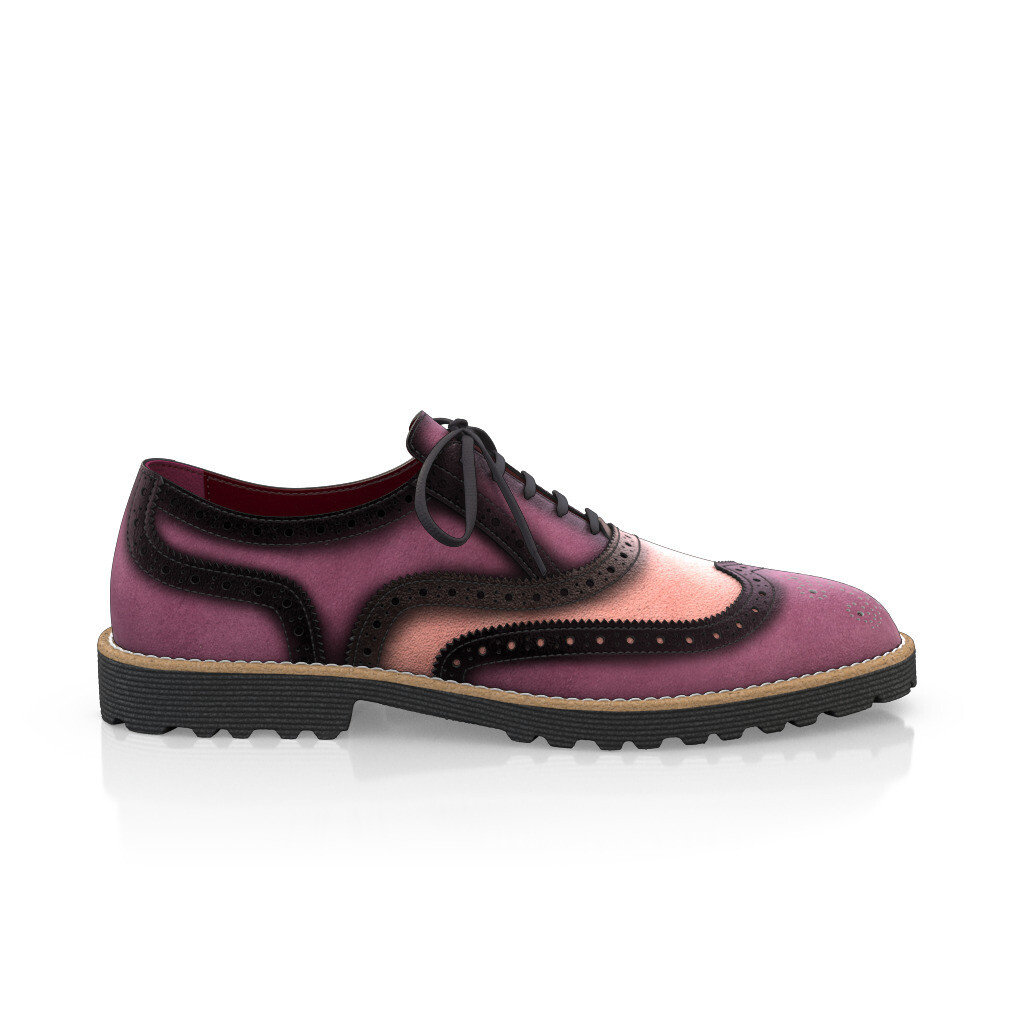 Custom Men's Luxury Oxford Dress Sneakers Handmade in Italy - Coral Pink Suede - Brogues - GIROTTI