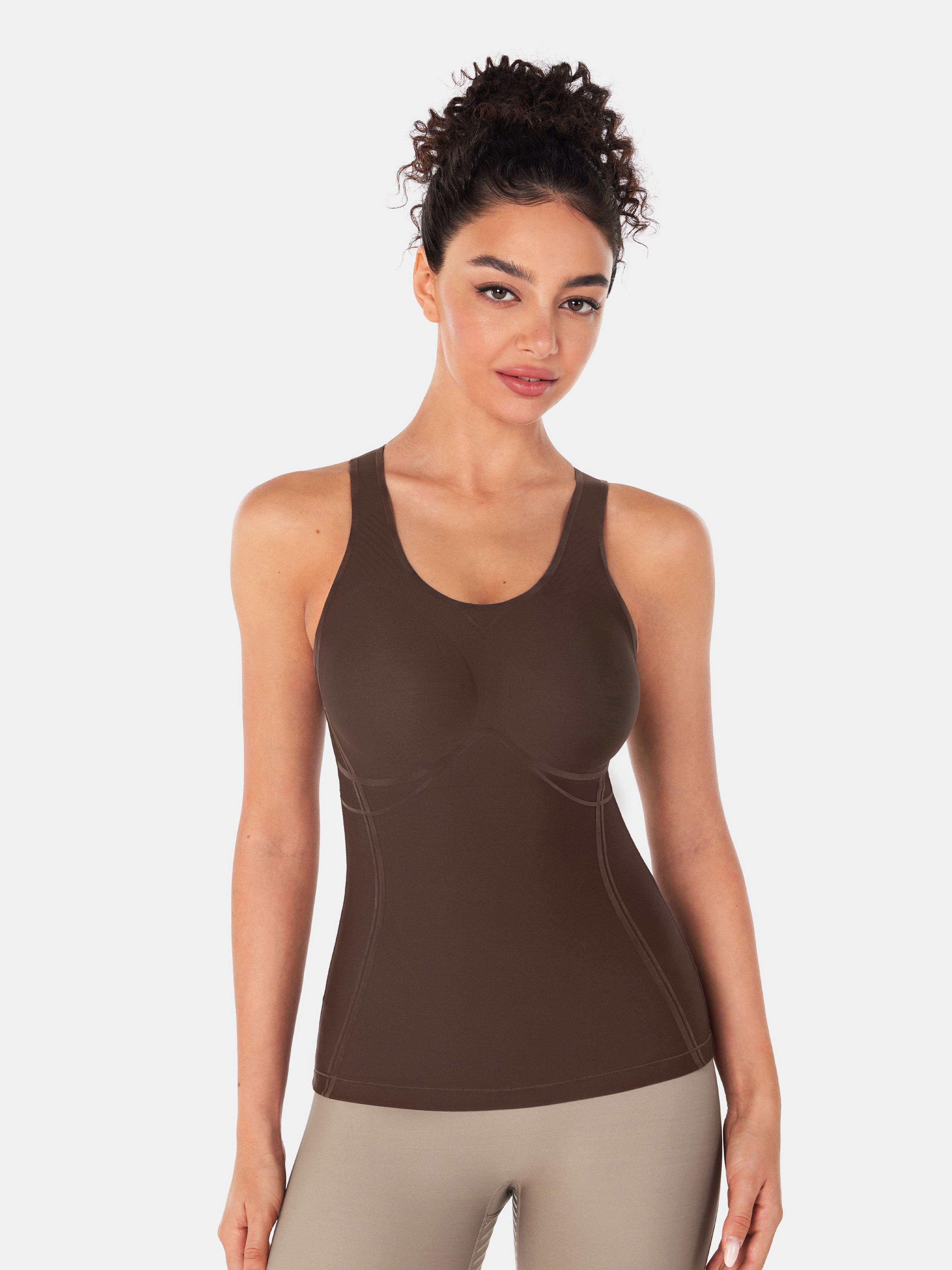 Body Sculpt Long Bra Tank - Chocolate Brown