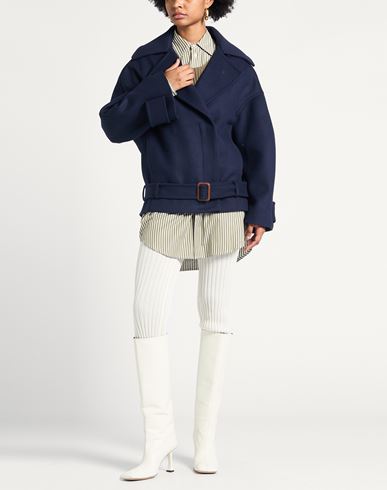 Woman Coat Navy Size 6 Virgin Wool, Polyamide