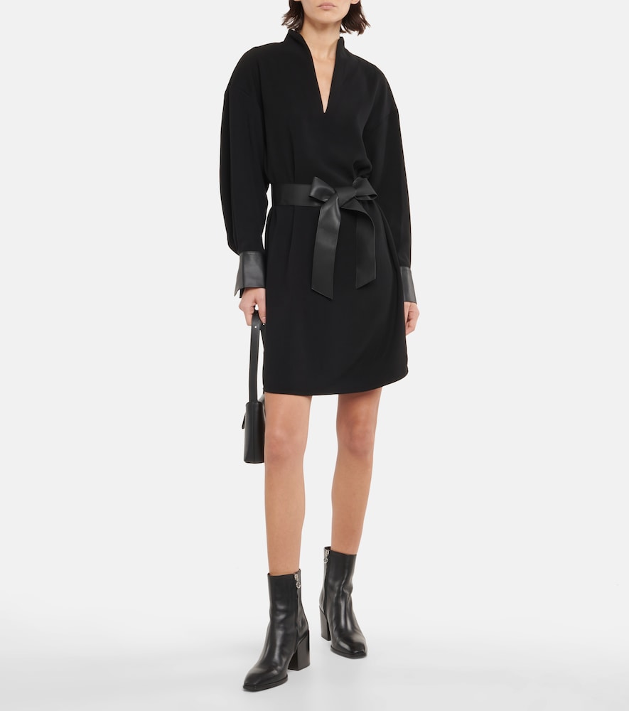 Vince Faux leather-trimmed minidress