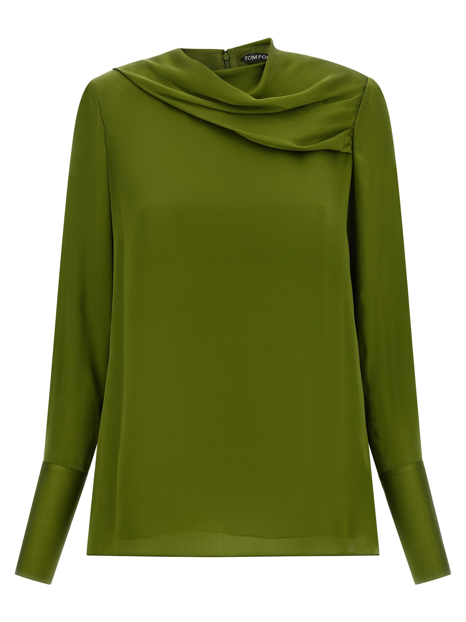 Draped Silk Blouse — Green