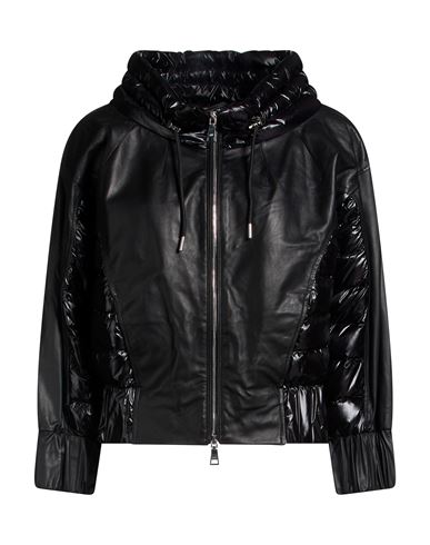 Woman Jacket Black Size 6 Polyamide, Ovine leather