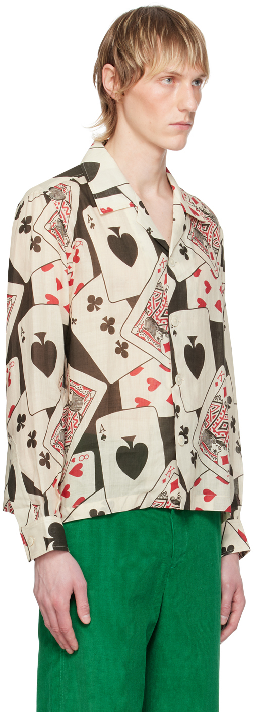 Bode Black & Beige Ace Of Spades Shirt