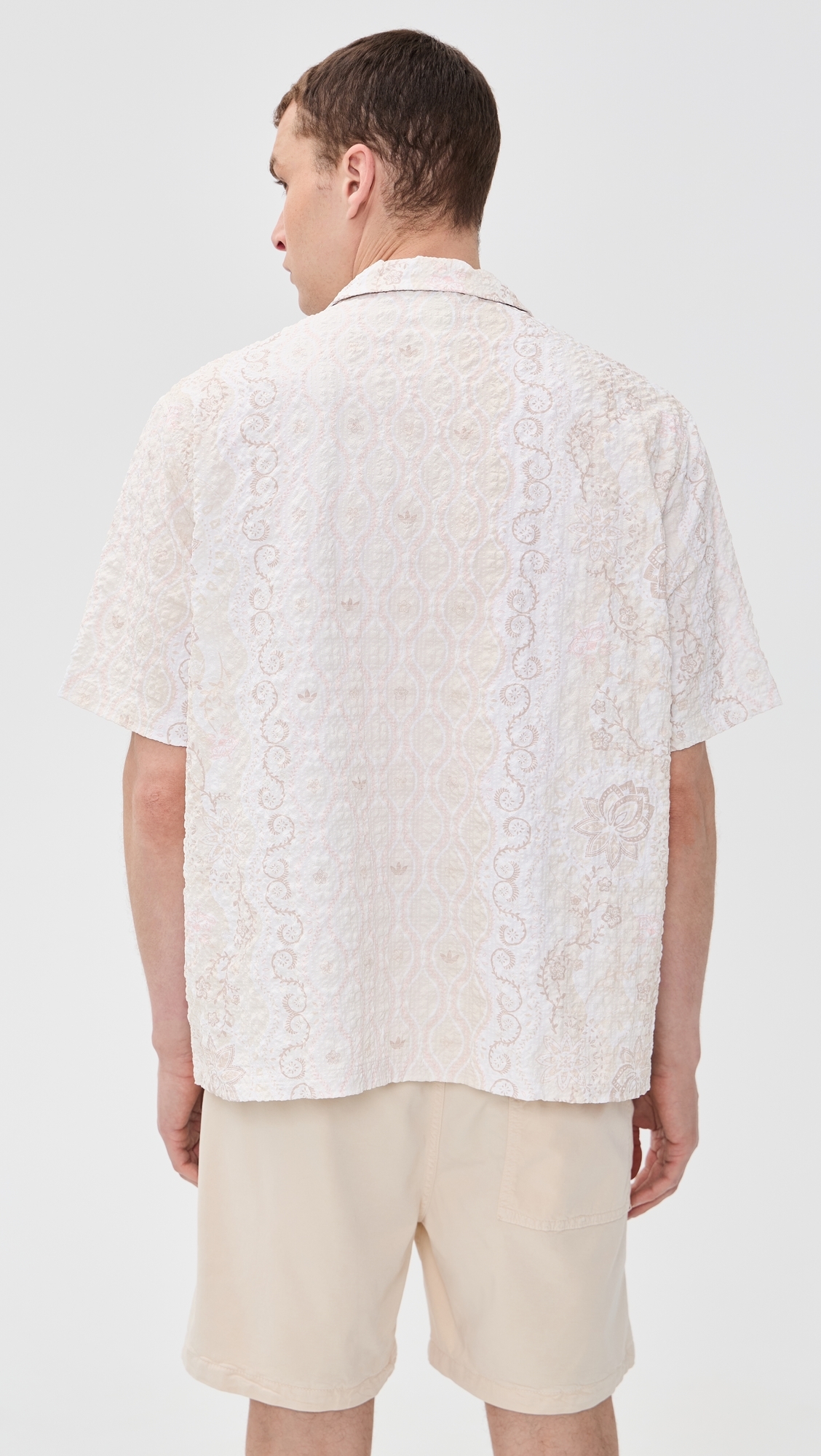 Printed Seersucker Resort Shirt Blue