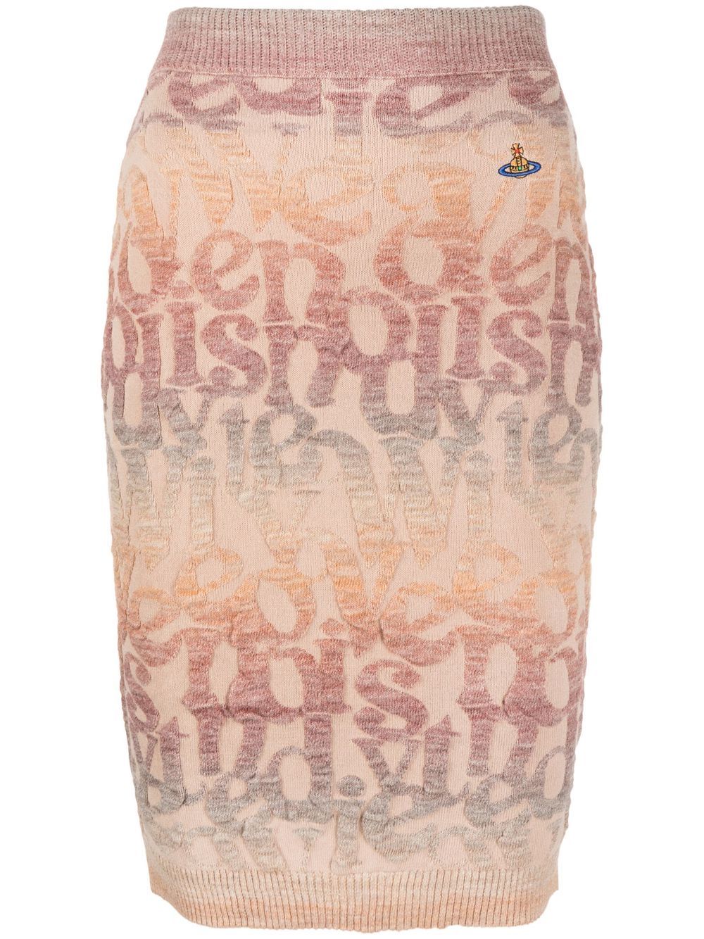 Logomania knitted pencil skirt - Neutrals
