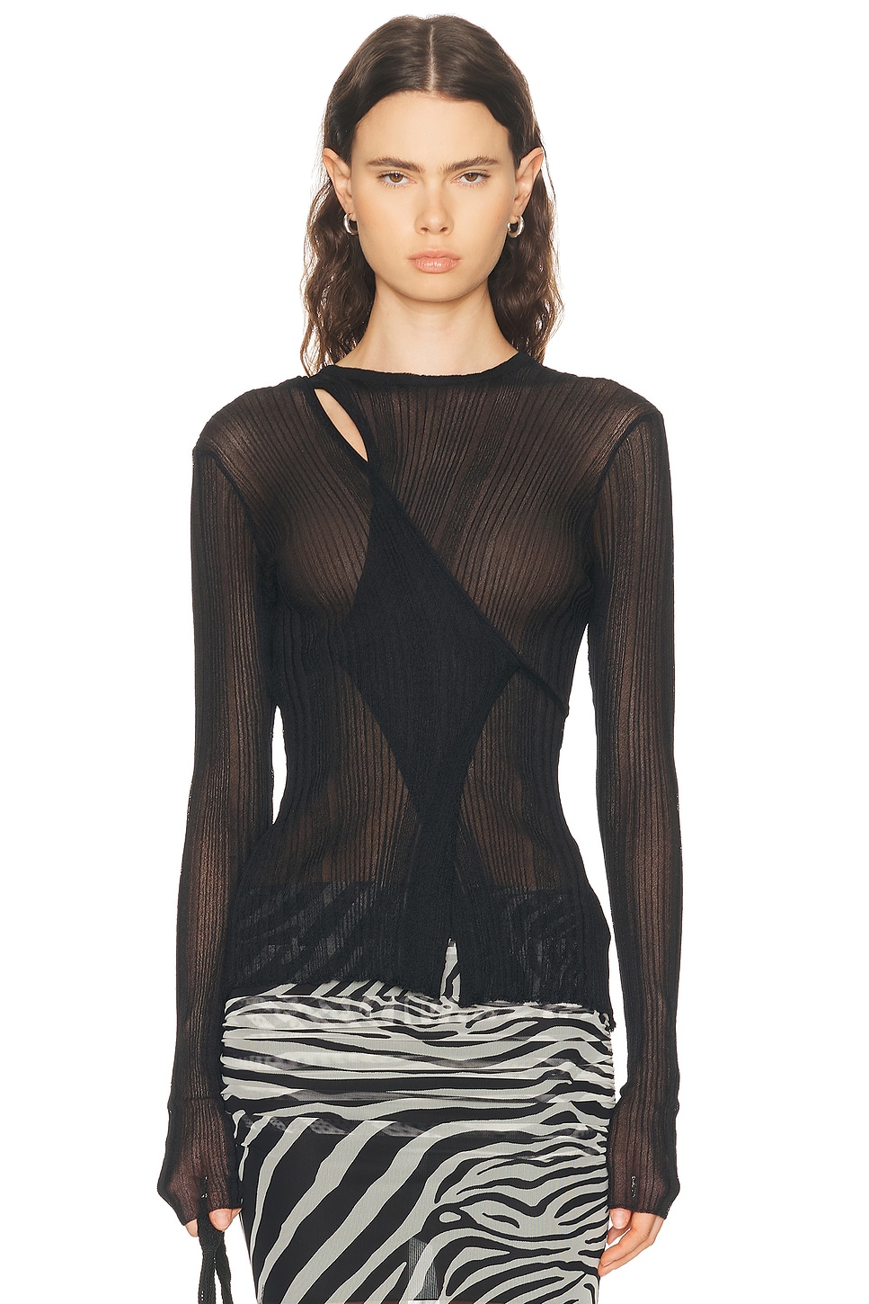 Blumarine Long Sleeve Top in Black - Black. S also in