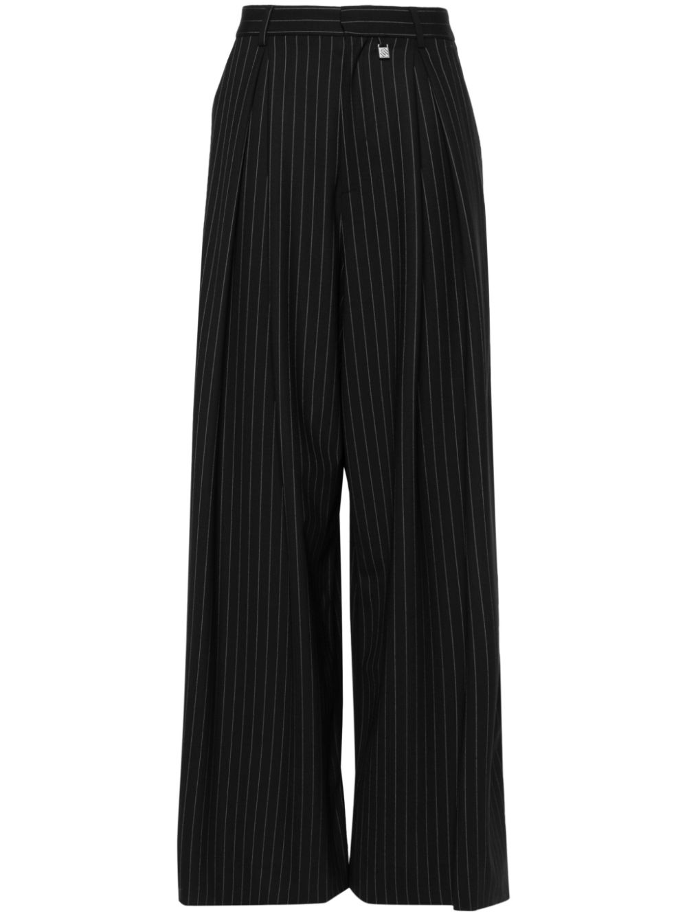 Pinstriped flared trousers - Black