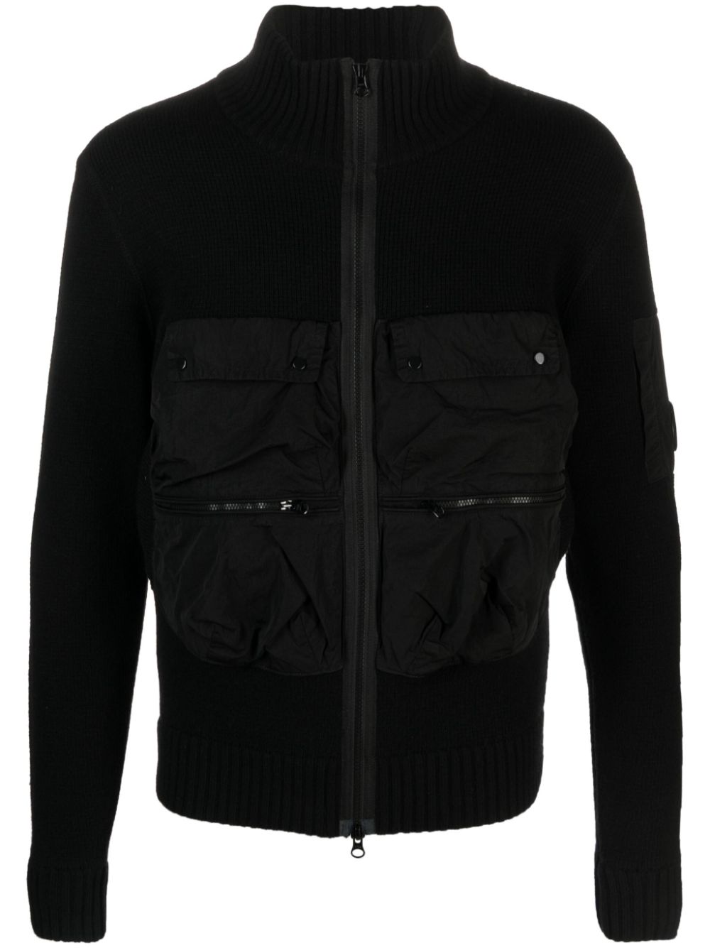 Lens-detail panelled bomber jacket - Black