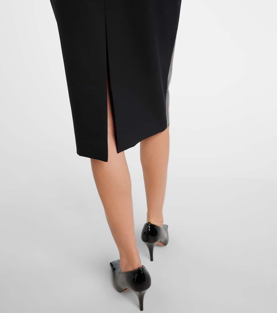 Snake-effect midi skirt
