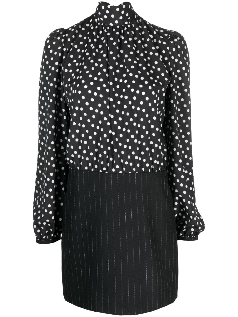 Hybrid polka-dot mini dress - Black