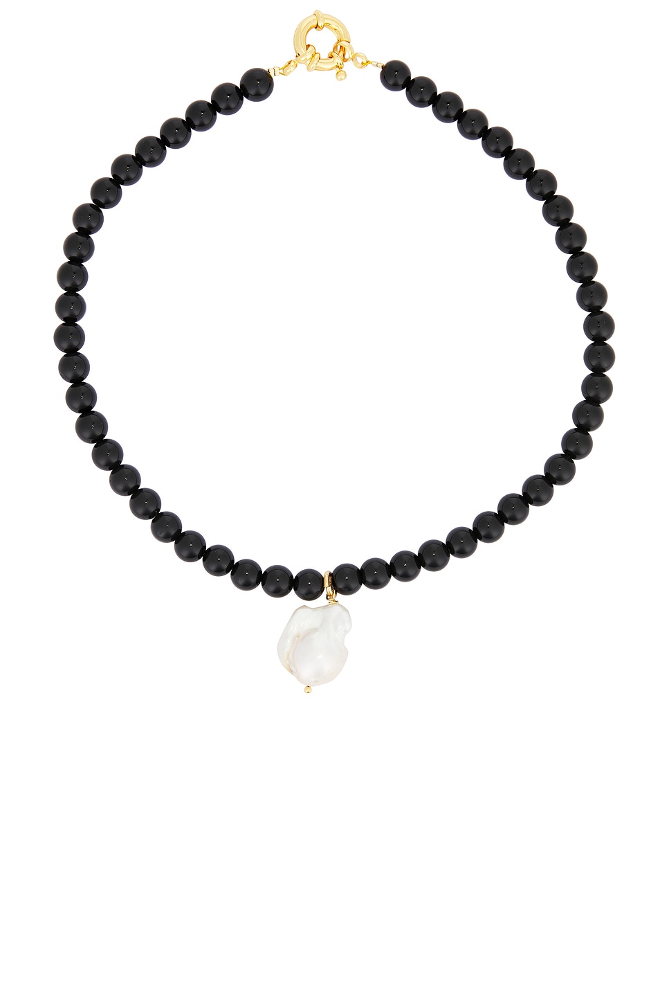 Timeless Pearly Beaded Pearl Necklace in Multi - Black. a