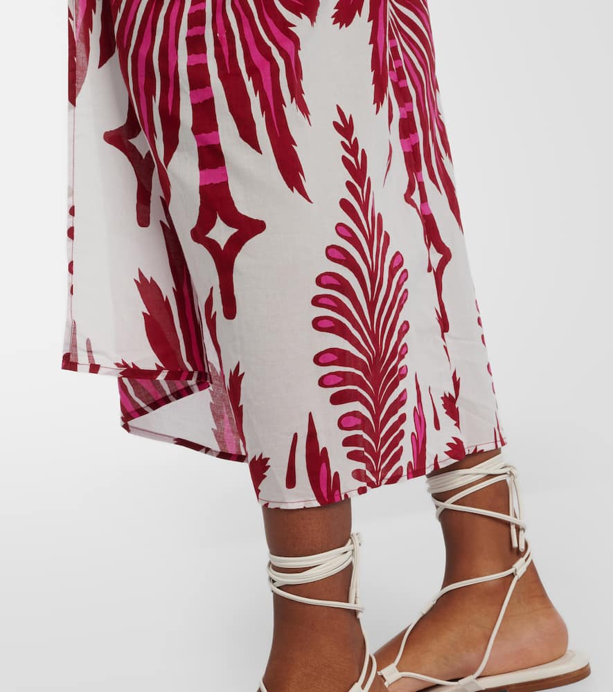 Uma floral gathered cotton midi skirt
