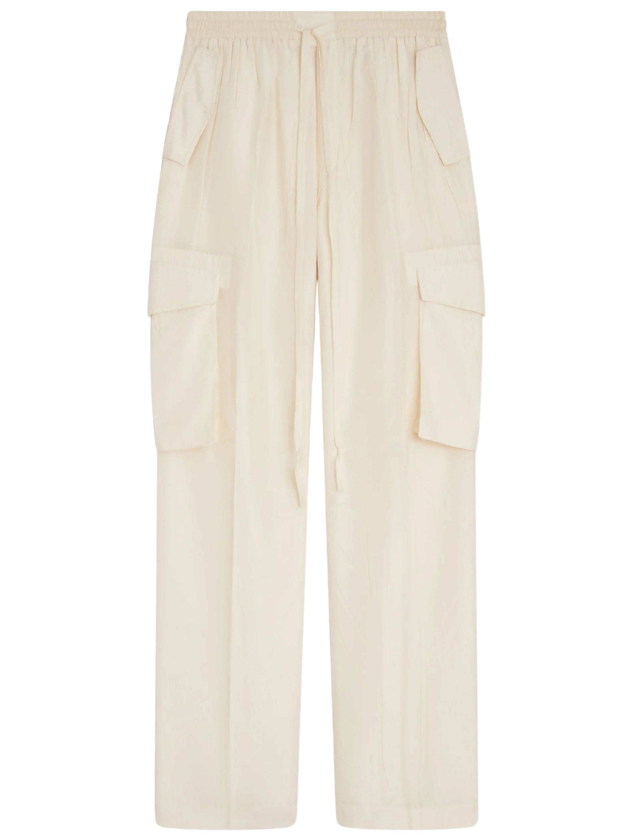 Silk Cargo Trousers with Drawstring Waist