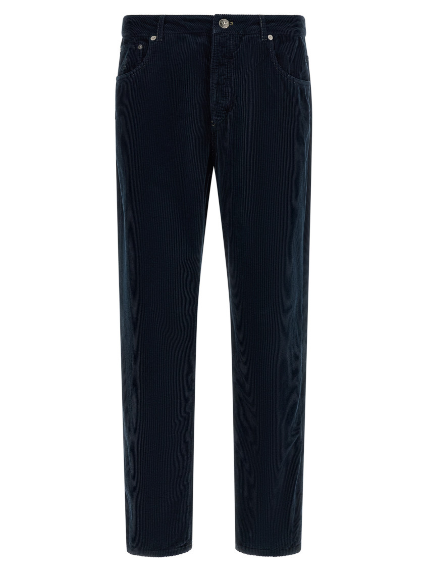 Blue Straight Flat Front Pants